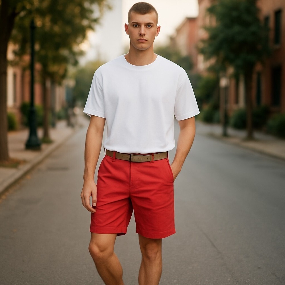 Men's Nautica Comfort Waist Pleated Khaki Chino Shorts Size 40 100% Cotton